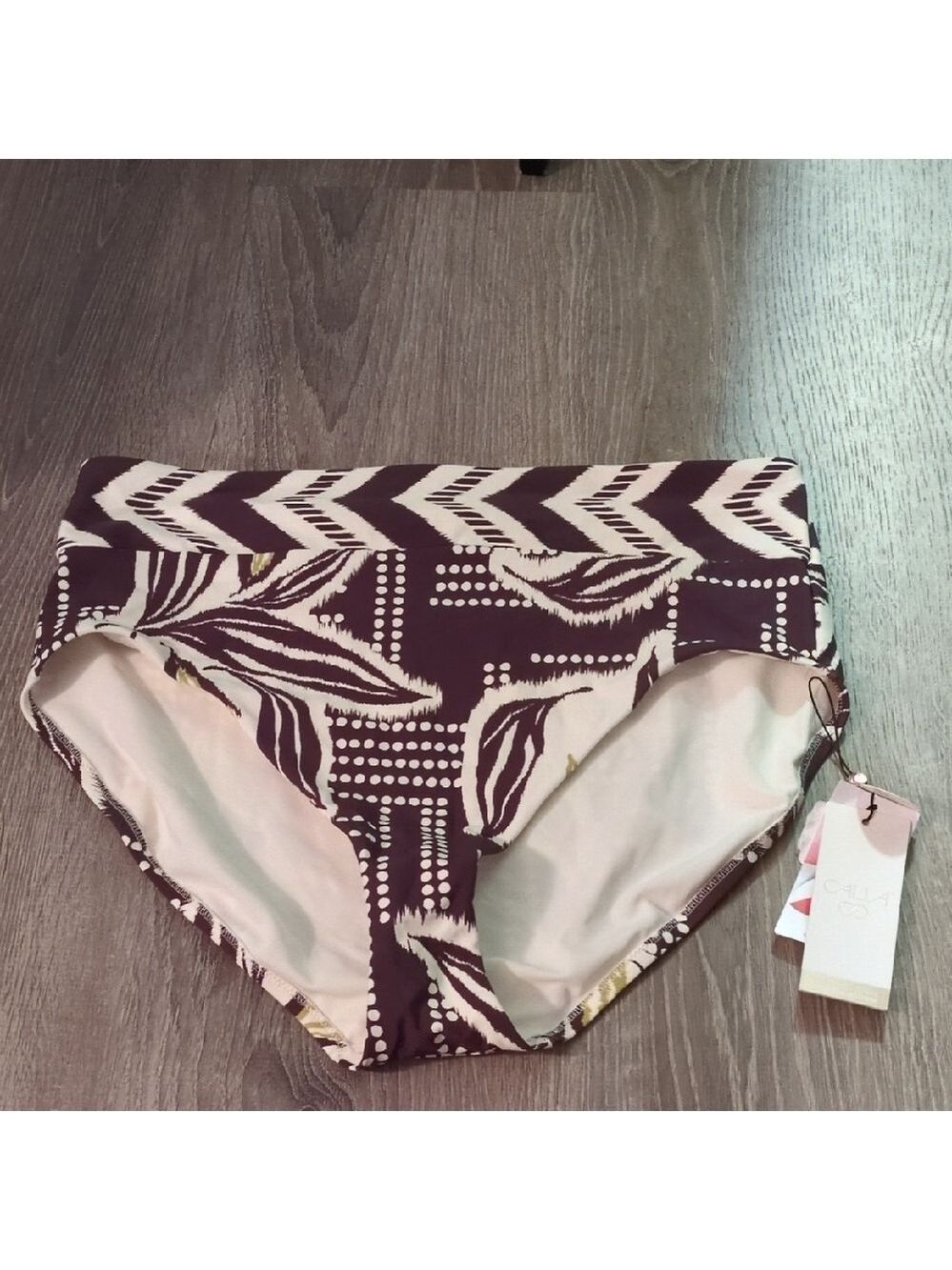 Calia Primitive Pointillism HR High Leg Swim Bottoms Size XL